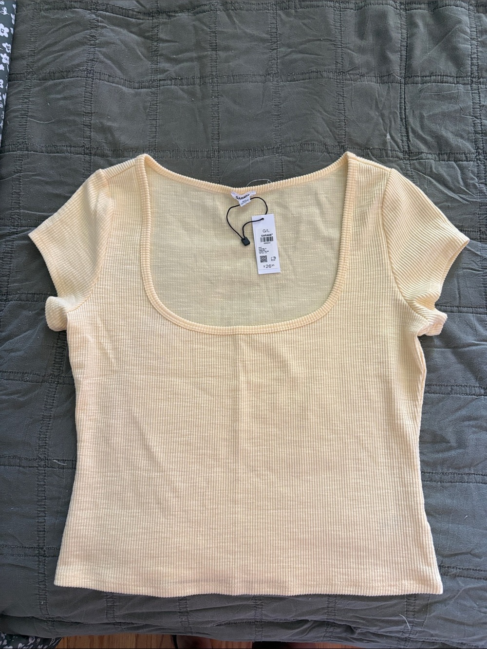 Garage Scoop Neck Ribbed Tee - Light Yellow